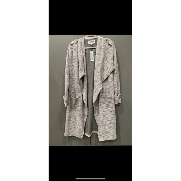 New STEVE MADDEN Duster Coat Open Front Long Jacket Slub Knit Pockets M NWT $109 - Picture 1 of 12